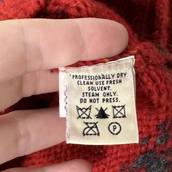 VTG Eddie Bauer Sweater Women Medium Red Wool Snowflake Nordic Pullover Ski 90s - Picture 5 of 6